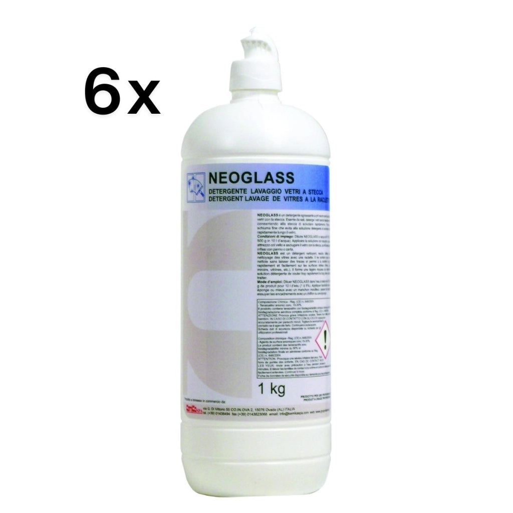 Neoglass 6 Pezzix 1 Litro, Detergente per Lavaggio a Stecca Vetri | Kemika