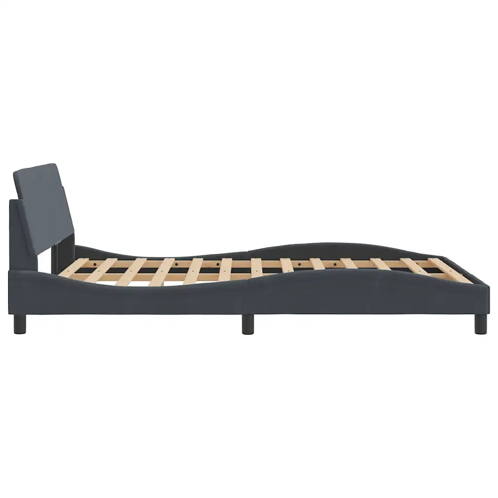 Letto matrimoniale | Letto per adulti | Giroletto Dover Grigio Scuro 120x200 cm Velluto