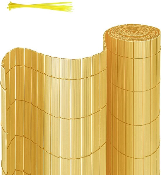 Paraschermo in PVC 0,8x5m a forma di V per separazione giardino e protezione balcone resistente al vento e al tempo, resistente ai raggi UV per giardino e terrazza, in bambù.