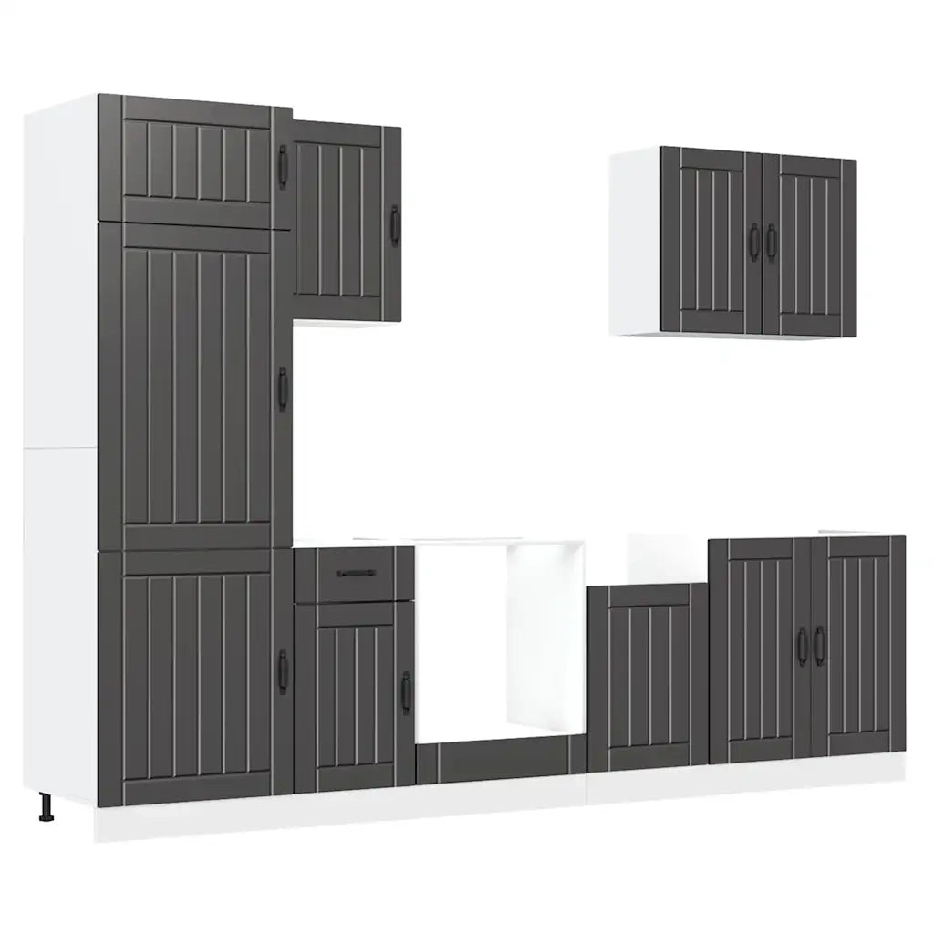 vidaXL Set Mobili da Cucina 7 pz Lucca Neri Legno Multistrato