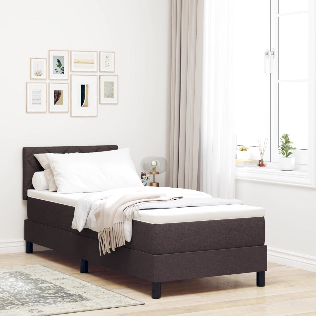 Letto a molle con materasso marrone scuro 80x200 cm tessuto