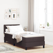 Letto a molle con materasso marrone scuro 80x200 cm tessuto