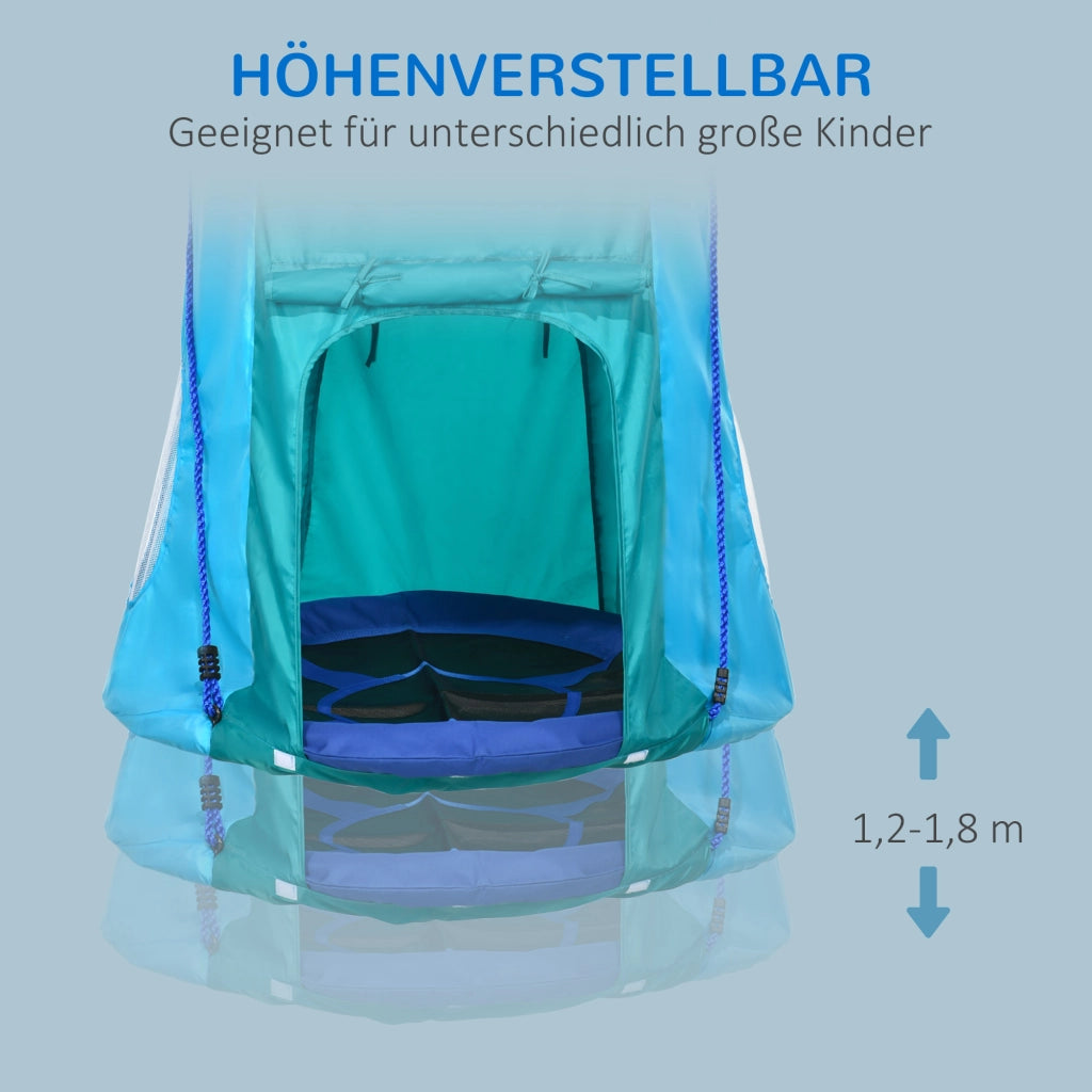 Altalena Nido con Tenda ¨C zephmum ¨C Blu Verde, ?100 cm, 150 kg