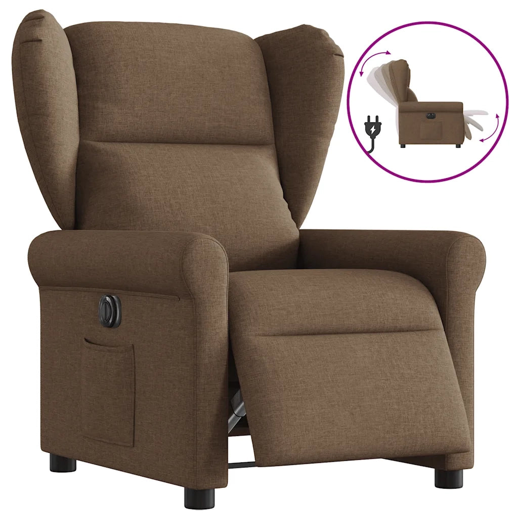 Poltrona Elettrica Reclinabile Marrone in Tessuto 3303358