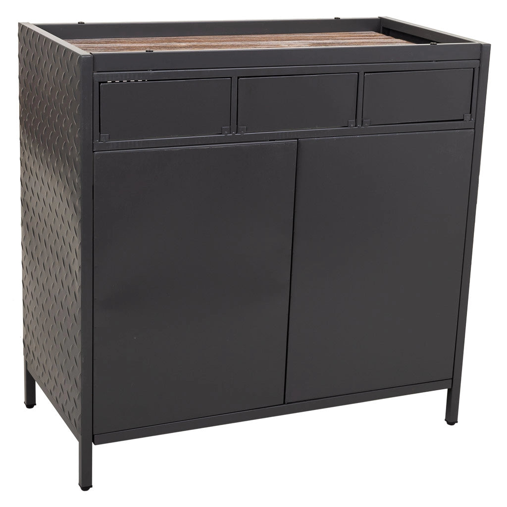 Credenza in metallo grigio e legno 80x40x79h