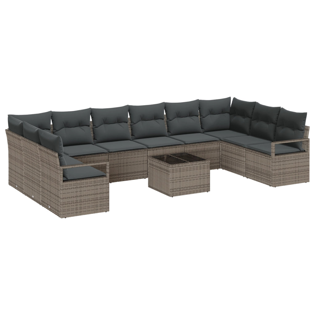 Set da Giardino  in 10 Pezzi con Cuscini Polyrattan Nero