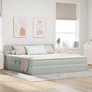 Letto con contenitore e LED Grigio chiaro 200 x 200 cm Velluto 3371475