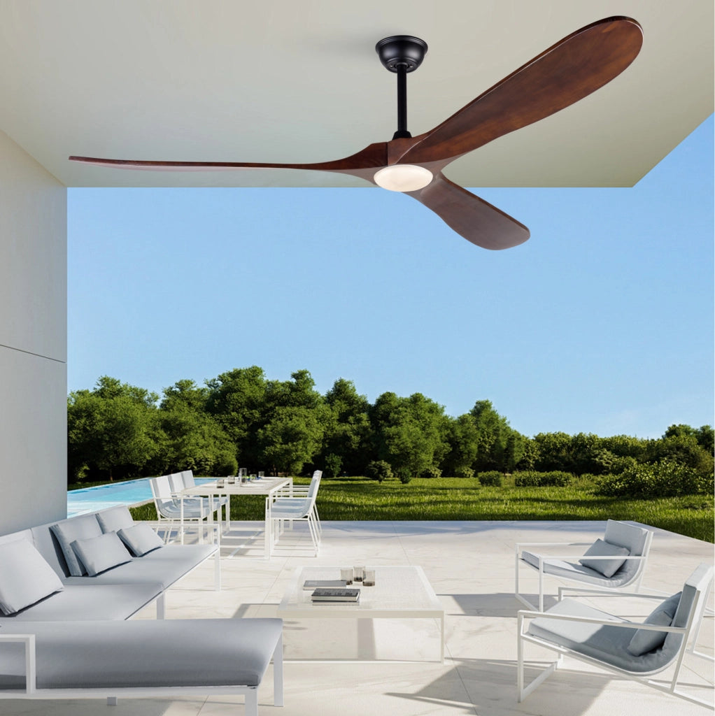 Ventilatore da soffitto 176x176x30 cm nero e noce con LED regolabile –