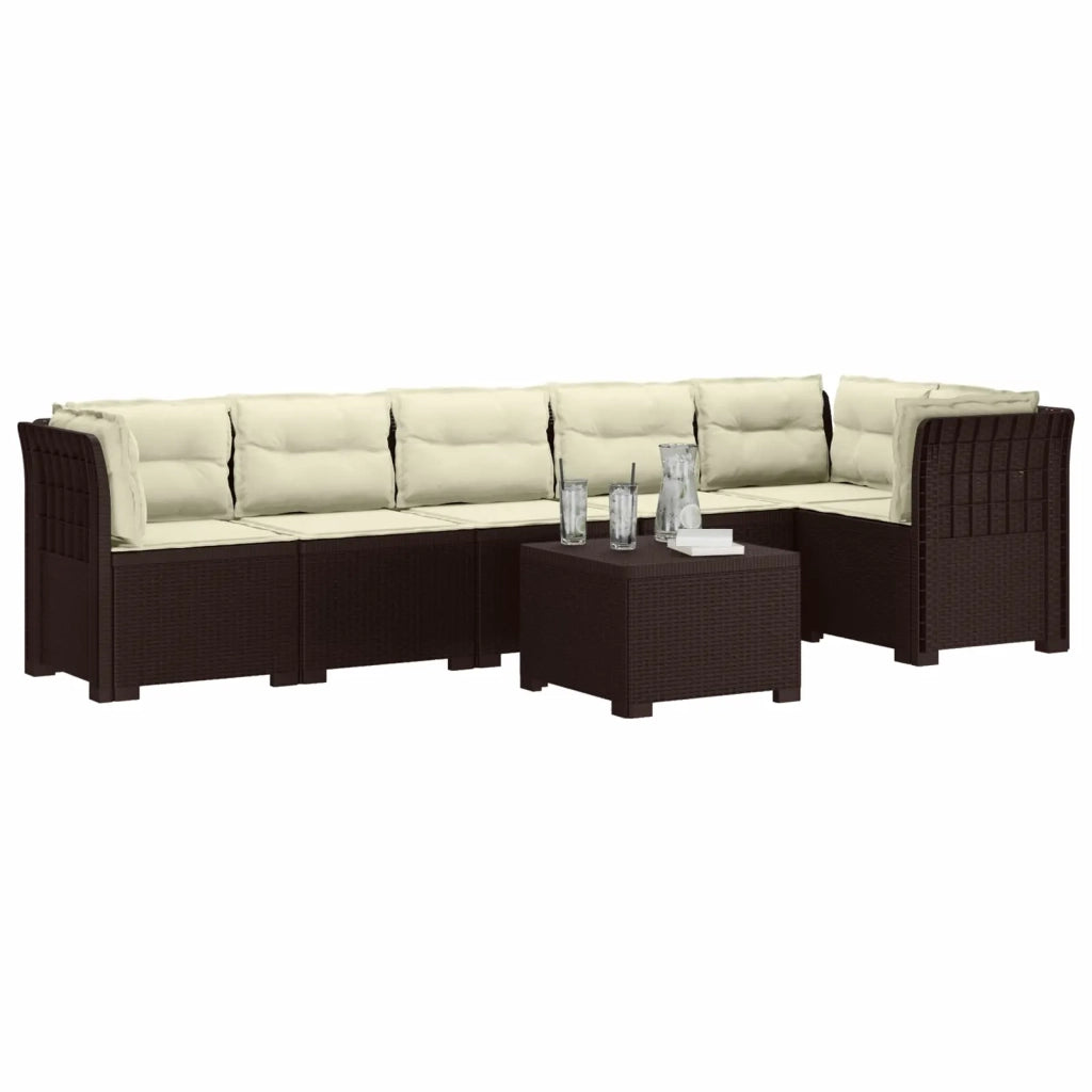 Divano da Giardino 6 Posti con Cuscini Aspetto Rattan PP 3444126