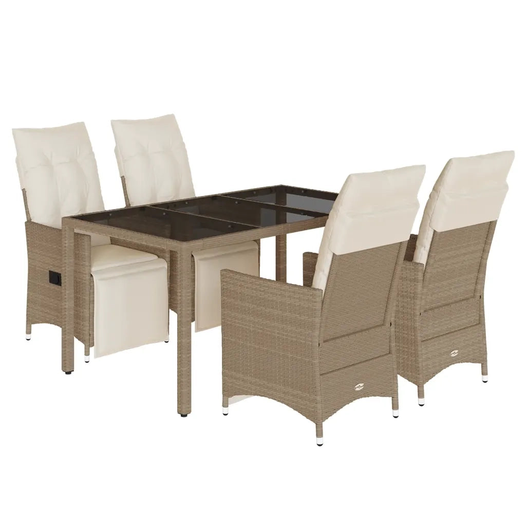 vidaXL Set da Bistrò da Giardino 5 pz con Cuscini Beige in Polyrattan