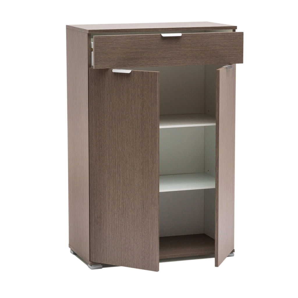 Armadietto da Bagno con 2 ante e un cassetto in Legno Composito cm 75x38x112 - HUGO