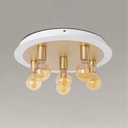 Trade Shop - Plafoniera A Soffitto In Metallo Oro Bianco Con 5 Luci Lampada Attacco E27 32675 -