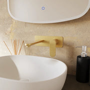 Miscelatore lavabo ad incasso placca squadrata oro spazzolato | Meryl