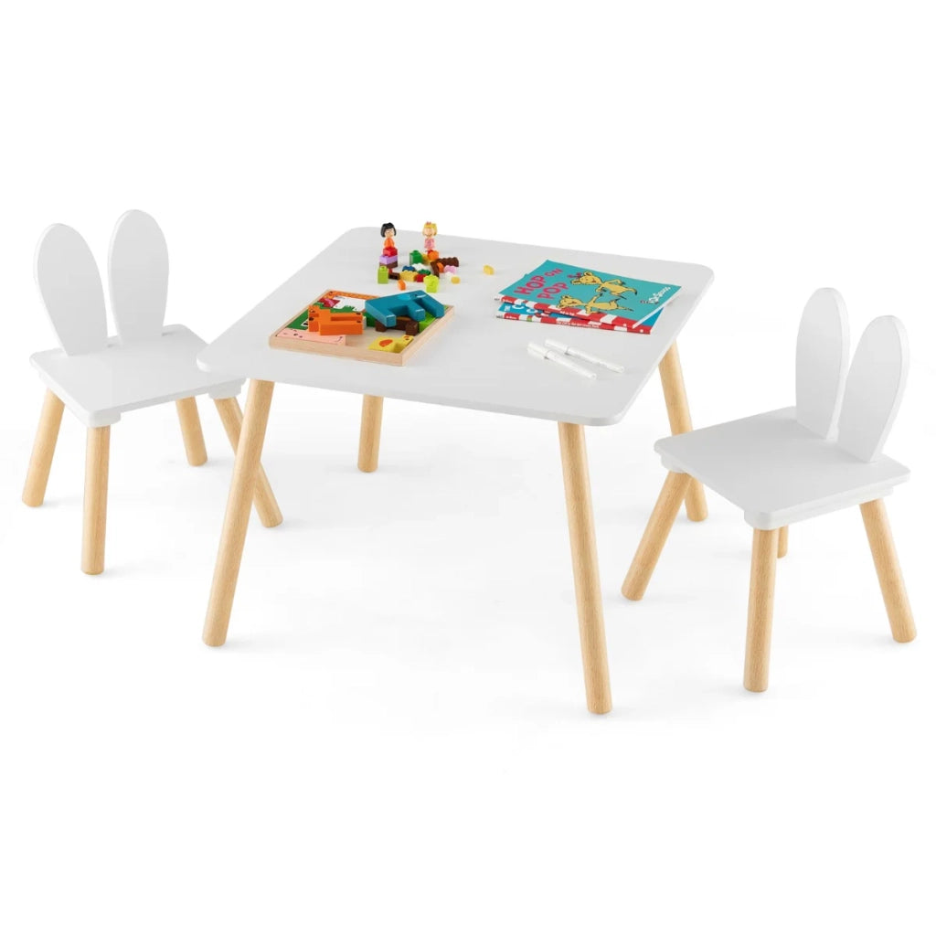 Set composto da 1 tavolo e 2 sedie per bambini 62 x 60 x 43 cm design ergonomico per mangiare e giocare design grazioso MDF bianco 20_0019122