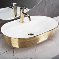 Lavabo Da Appoggio Rea Aura 61 White Gold Brush
