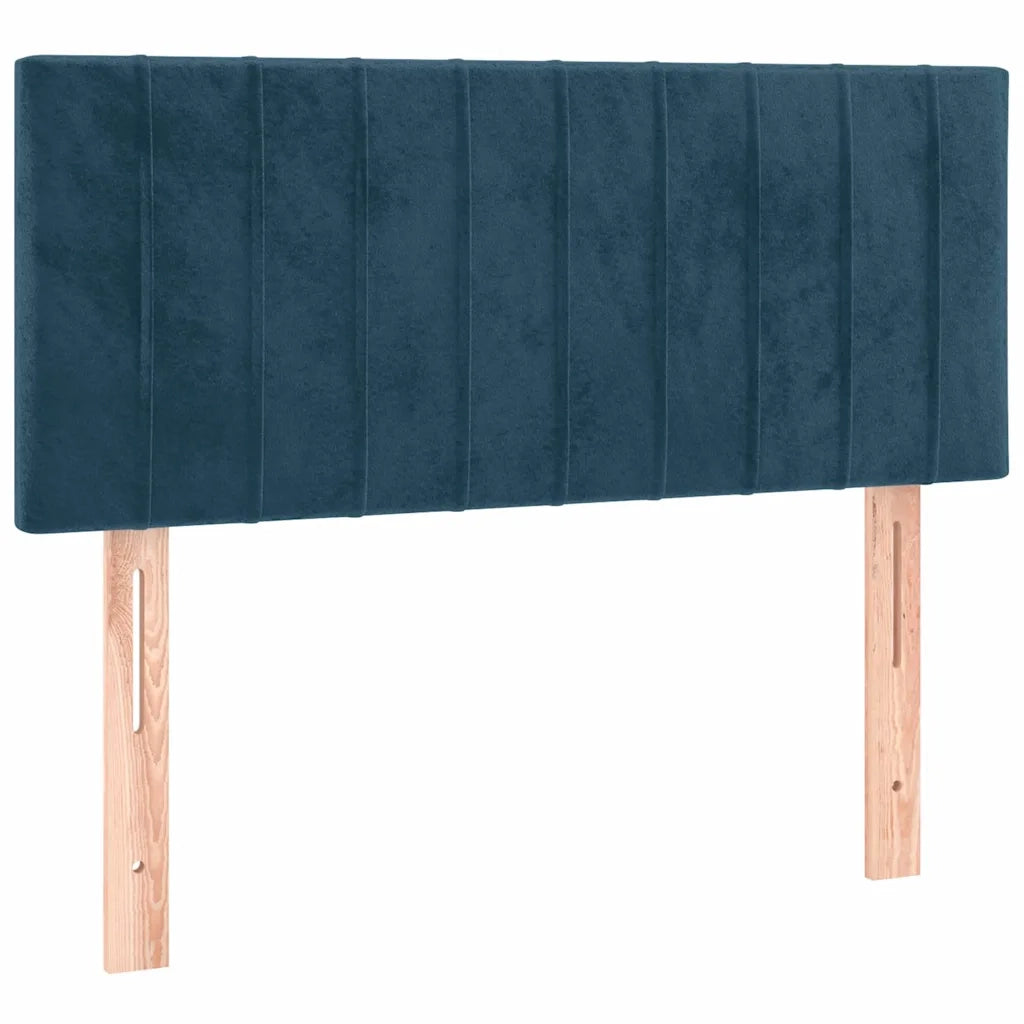 Letto a Molle con Materasso e LED Blu Scuro 90x200cm in Velluto