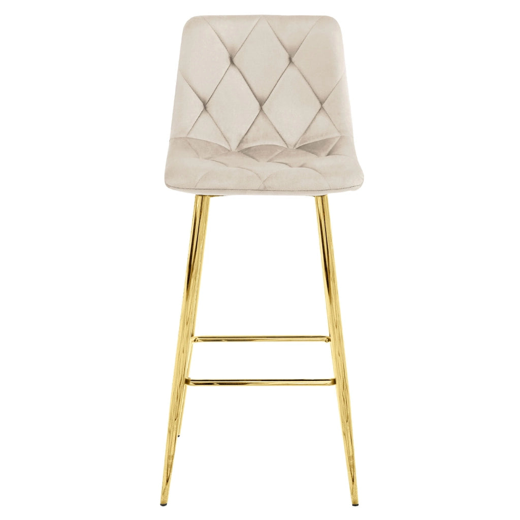 Sgabello Valora KODA in velluto beige con gambe dorate per cucina x3
