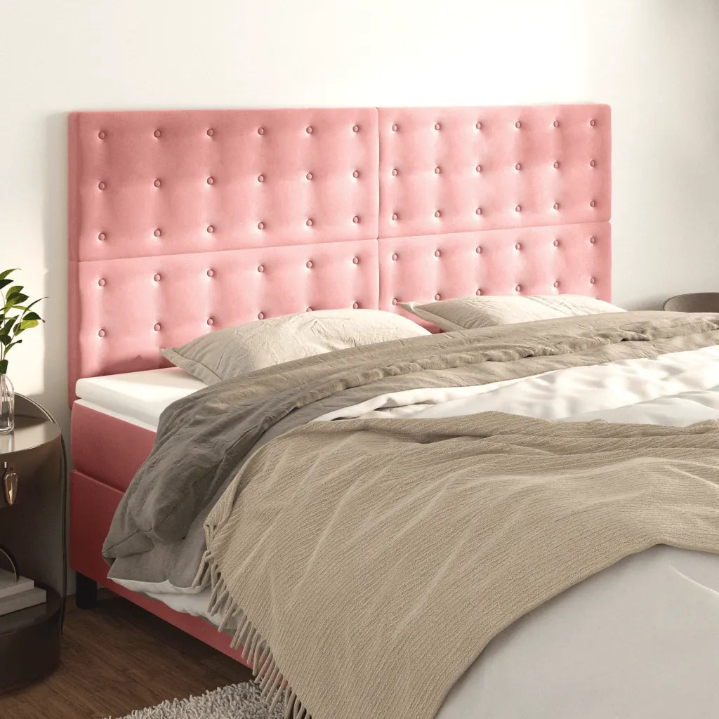 Testiera-Testata-Testiera Decorativa Rosa 160x5x118/128 cm Velluto 847685