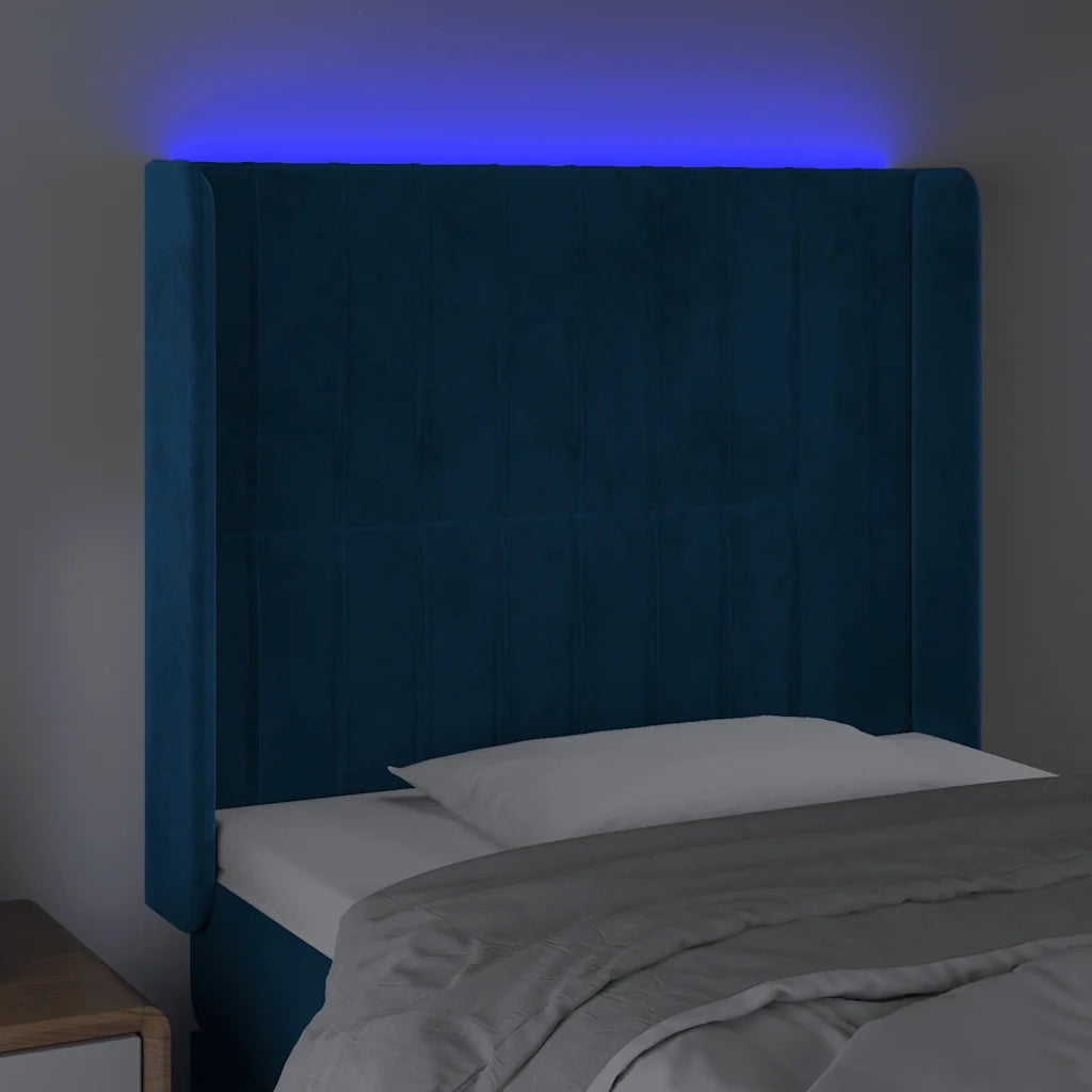 Testiera a LED Blu Scuro 93x16x118/128 cm in Velluto 3124326