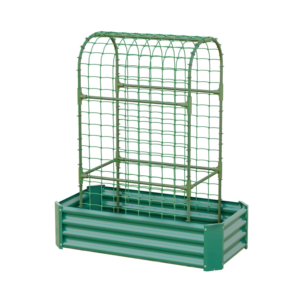 Fioriera rialzata con griglia 120x60x150 cm in metallo verde per terrazza