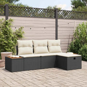 Set Divano da Giardino con cuscino 4 pcs Nero polyrattan