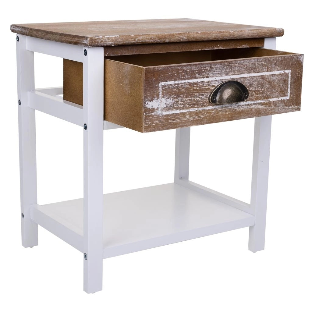 Comodino in legno bianco 40x29x42