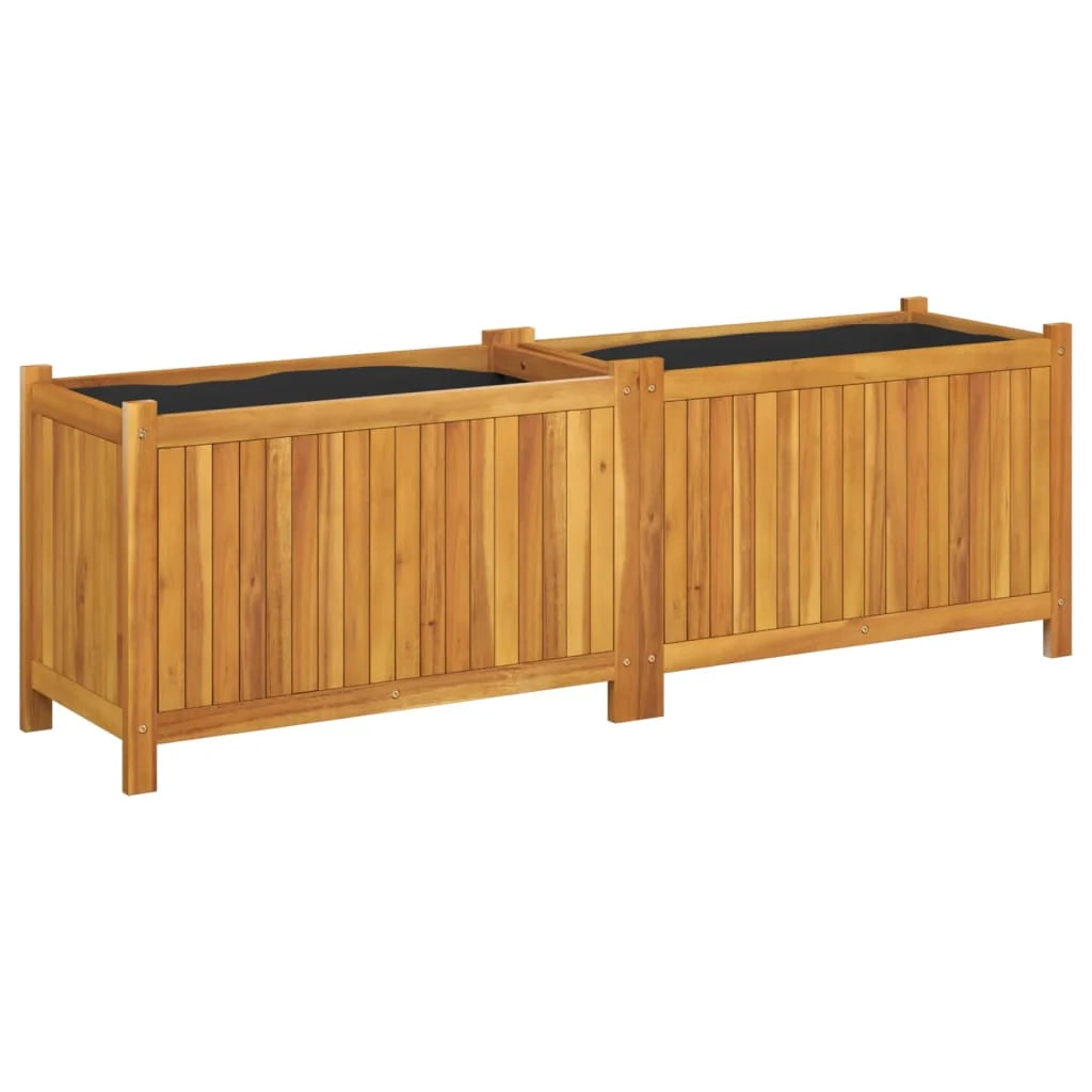 Fioriera rialzata per piante fiori patio e giardino con rivestimento 153 x 38,5 x 50 cm legno massello di acacia marrone 02_0038123