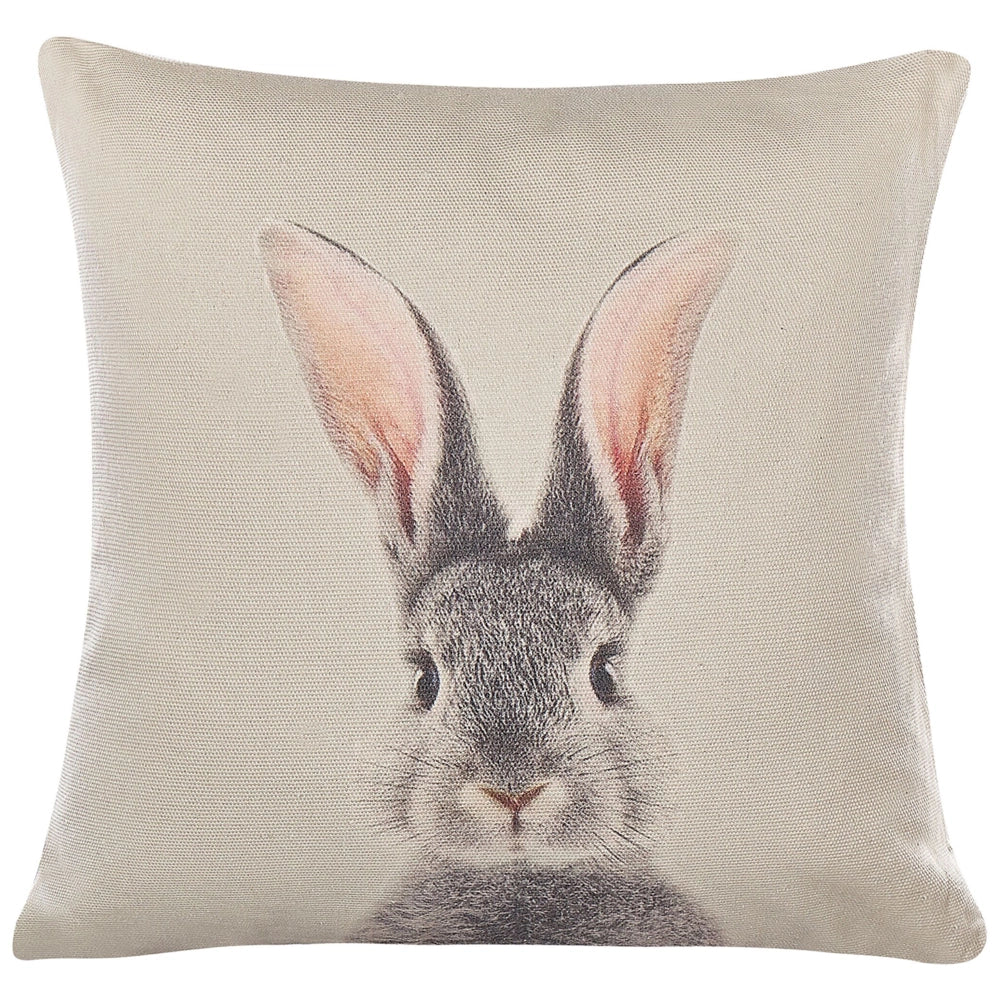 Set di 2 cuscini in cotone grigio talpa con stampe di animale quadrati 45 x 45 cm con inserto decorazioni pasquali decorativi