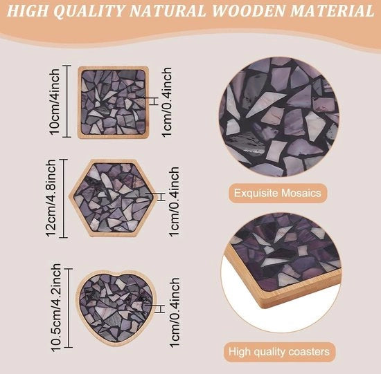 Kit di supporto per piastrelle in mosaico - vetro blu - supporto in bambù - DIY - istruzioni - mosaico a forma di cuore - per adulti - arredamento domestico