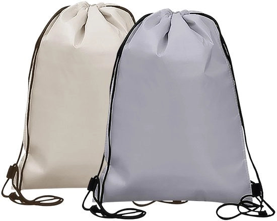 Set di 2 borse portacooler pieghevoli - zaini con cordineria - beige e grigio