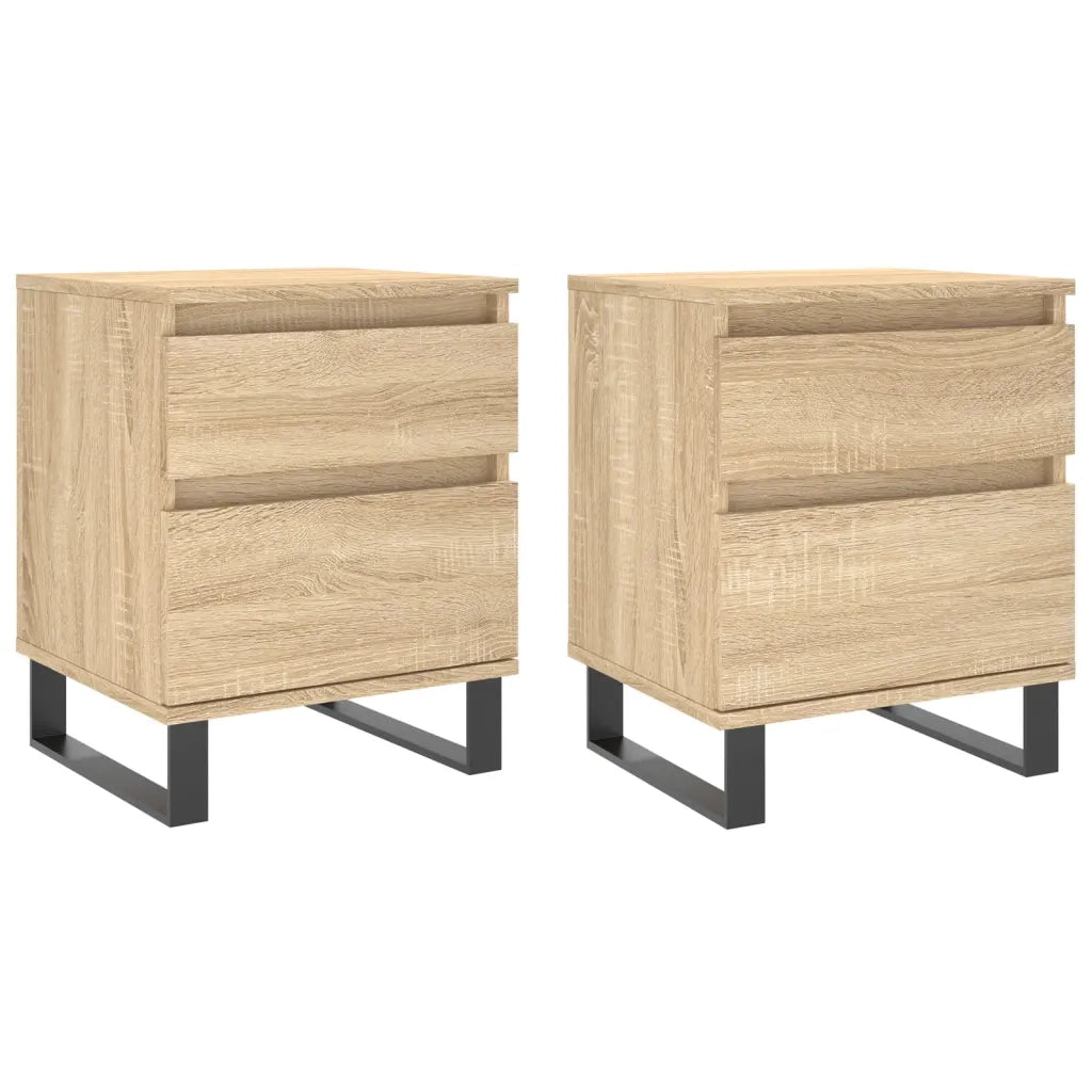 Set di 2 Comodini | Armadio da Notte | Mobiletto da notte Rovere Sonoma 40x35x50 cm in Legno Multistrato