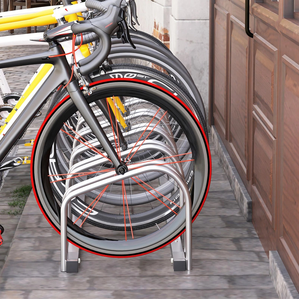 Portabiciclette Parcheggio 6 Biciclette in Acciaio ¨C zephmum ¨C 179x33x27 cm, Argento
