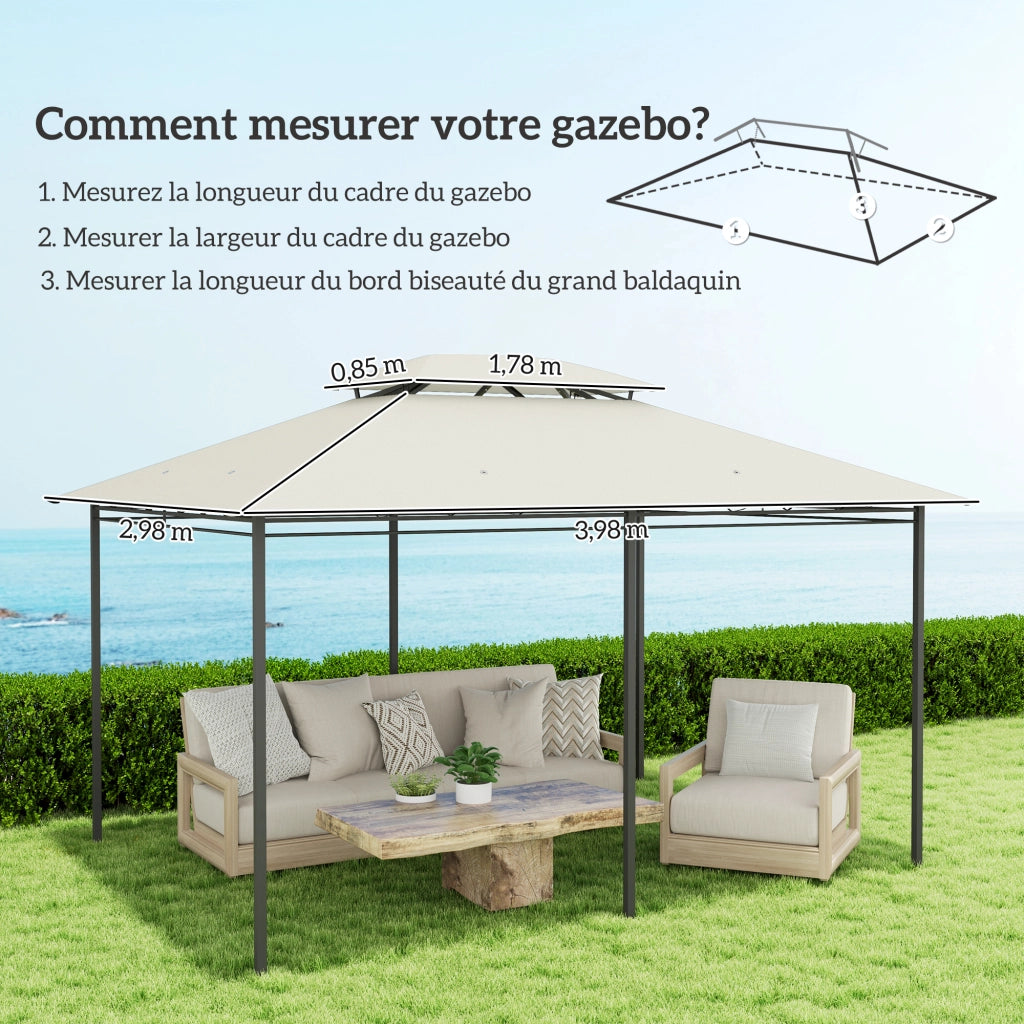 Telo per gazebo 4x3m doppio tetto drenaggio ¨C zephmum ¨C crema 180g/m2 poliestere