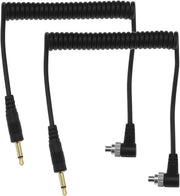 Cavo sincronizzazione spirale per fotografia - Nero - Sincronizzazione - 3,5 mm per pc - Accessori per fotocamera - Adatto per Nikon e Canon - 2 pezzi - Compatibile con fotocamere digitali.