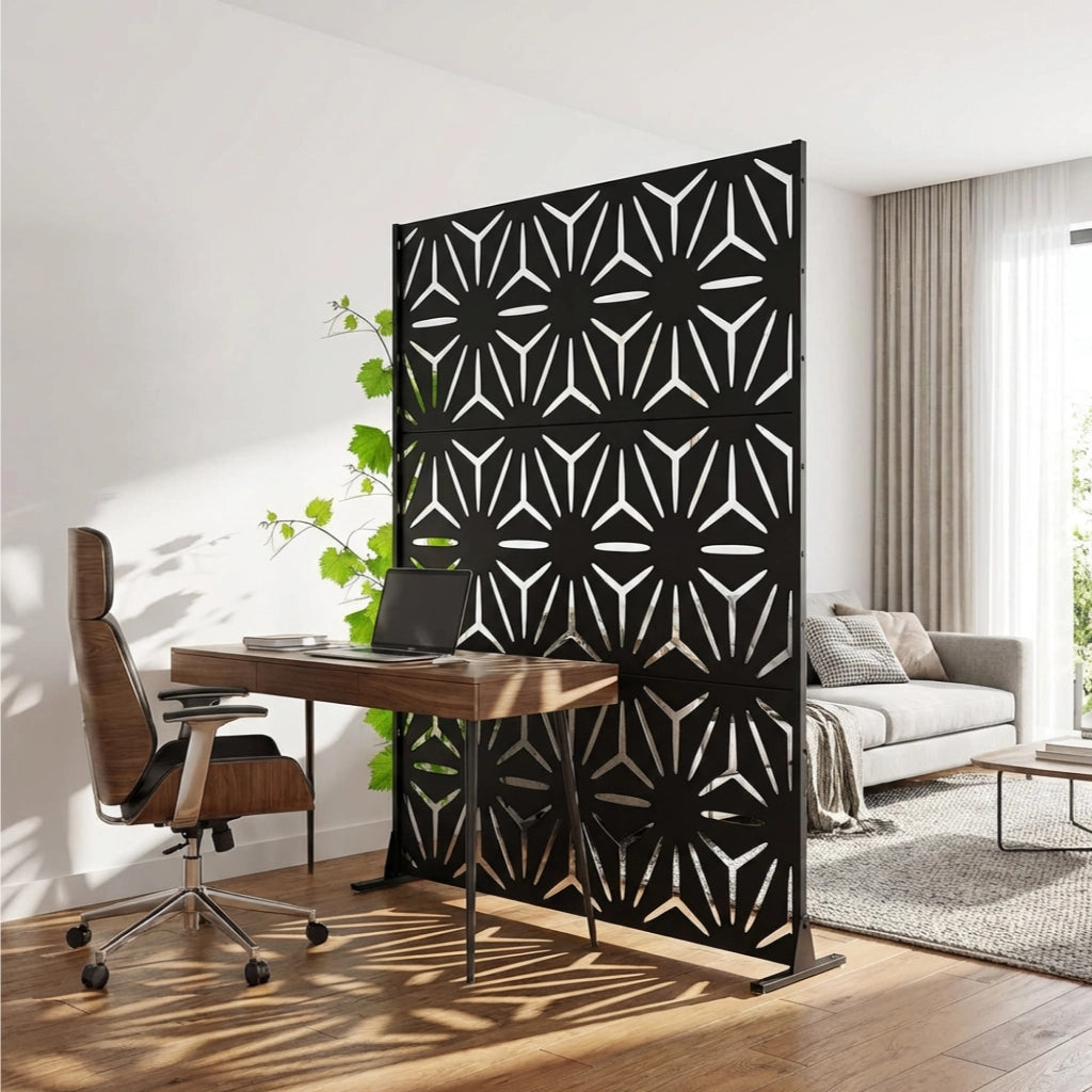 Pannello Divisorio Kilsturd in Acciaio Zincato con Motivo Decorativo 180x120 cm - Nero casa.pro