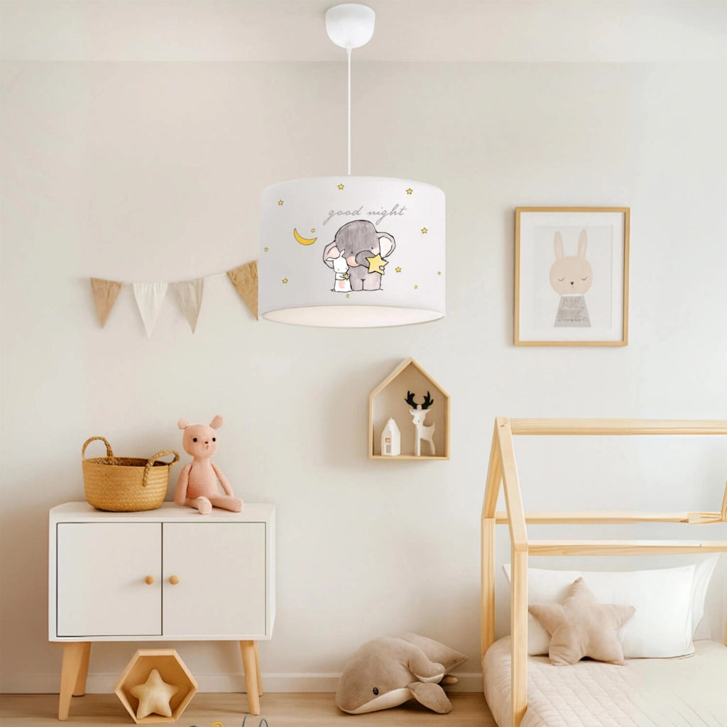 Lampada a Sospensione Rugby per Cameretta Paralume Bianco Design Elefante lux.pro