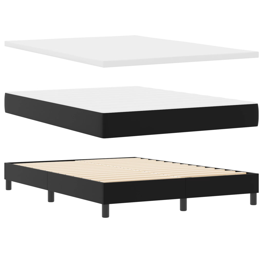 Letto a molle  con materasso nero 140x200 cm in pelle sintetica