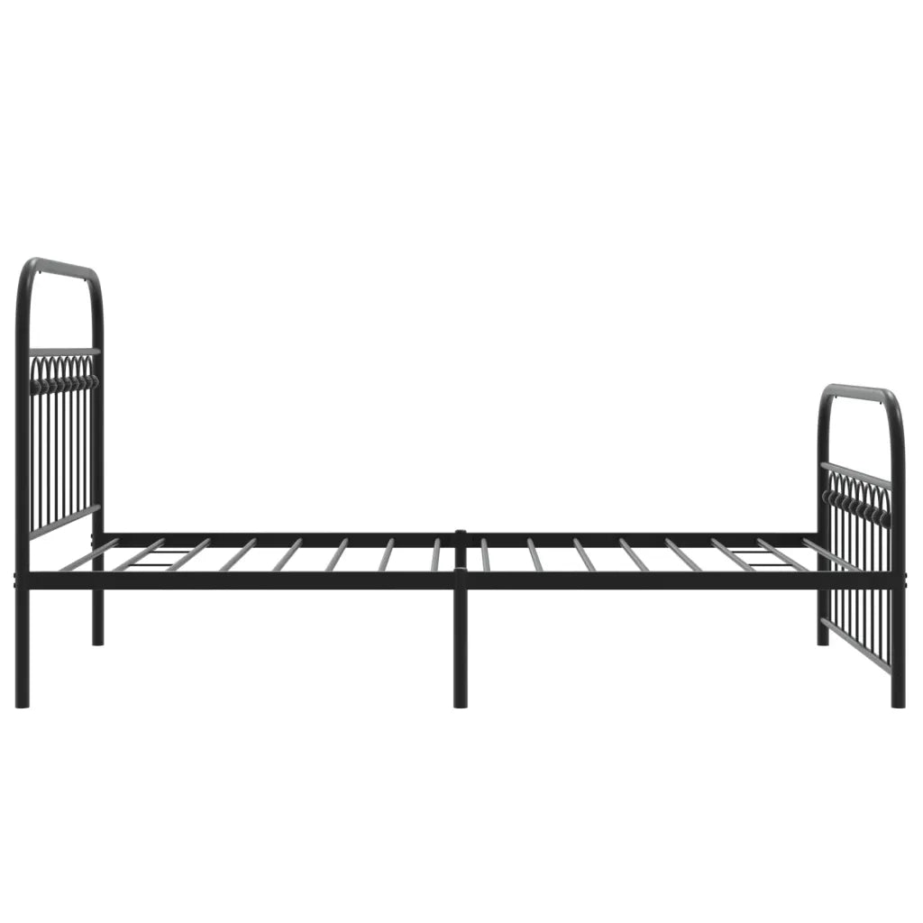 Giroletto con Testiera e Pediera Metallo Nero 100x200 cm 376613