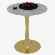 Tavolino da caffè rotondo per soggiorno in marmo artificiale dorato 77.5×77.5×15.5 cm