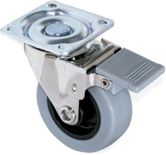 Set di ruote pianto robuste da 4 - diametro 75mm - capacità di carico 160kg - ruote per trasporto facili da utilizzare - ruote in gomma per mobili - con freno a pedale - grigio