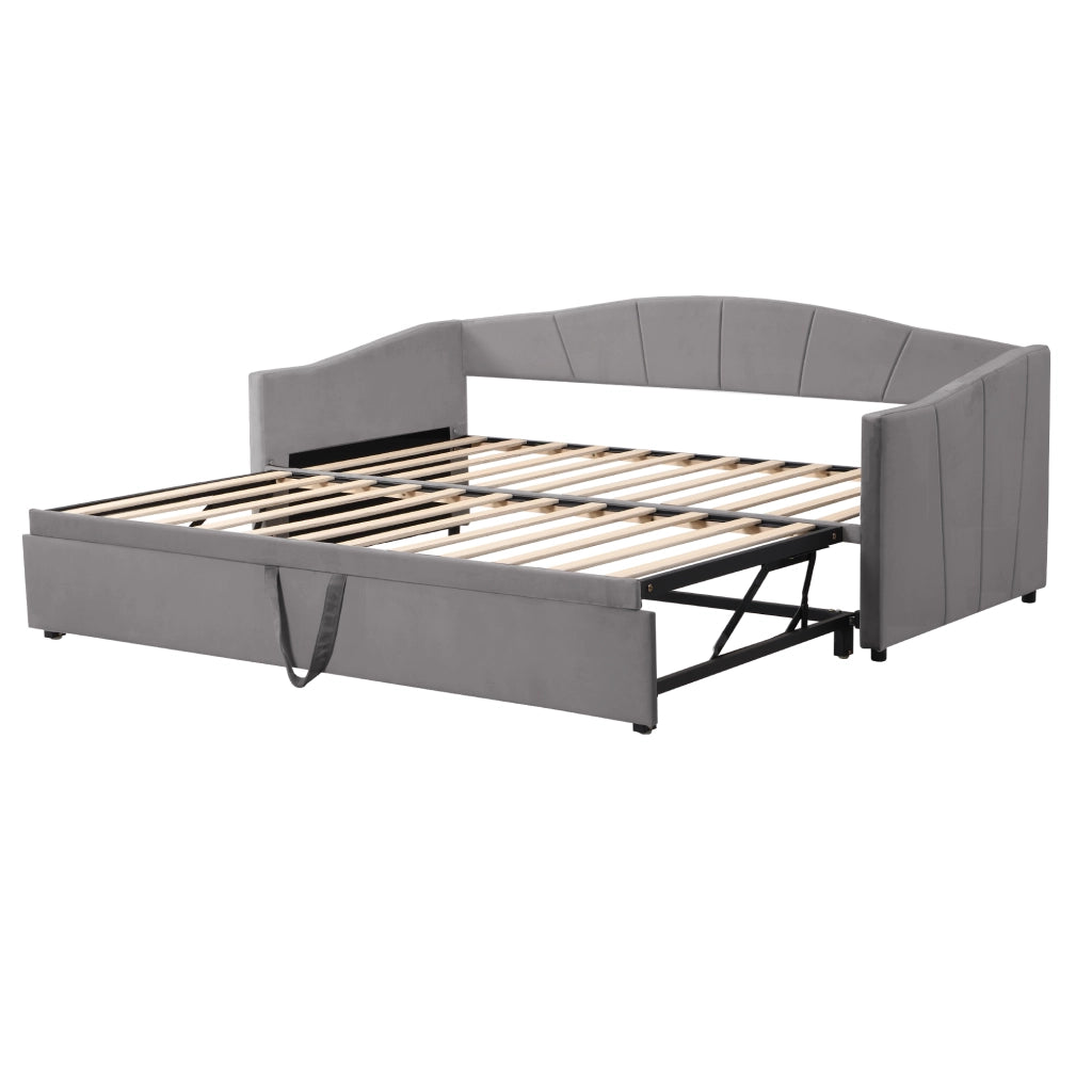 Letto sofa estraibile in velluto grigio 180x200 cm