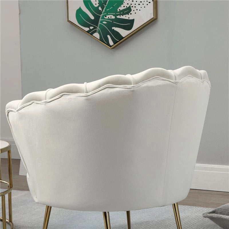 POLTRONA DI DESIGN STILE VINTAGE IMBOTTITA IN VELLUTO, 79X77X77CM, CREMA