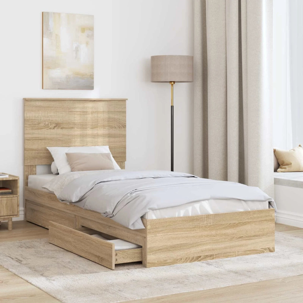 Letto con Contenitore con testiera Rovere Sonoma 90 x 190 cm 3411252