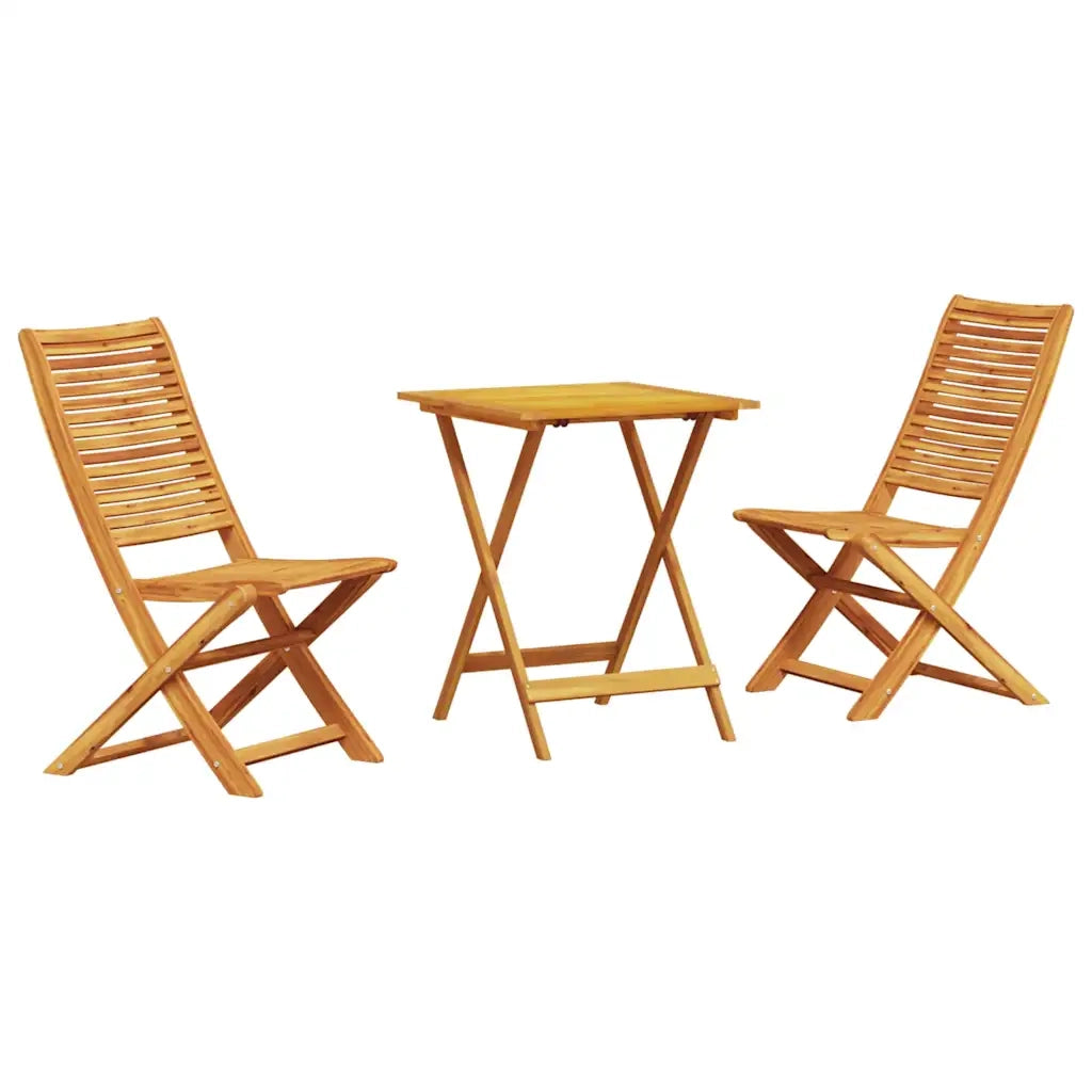 Set Bistro Pieghevole 3 pcs Marrone Legno di Acacia Massello