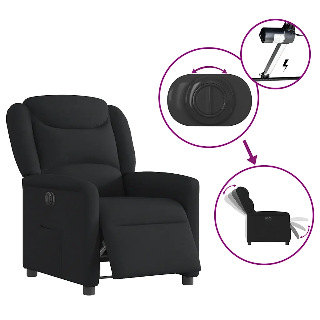 Poltrona | Sedia Relax Elettrica Reclinabile Nera in Tessuto