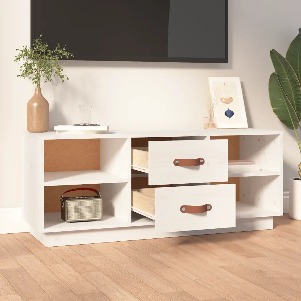 Mobile TV | Armadietto TV | Mobile Porta TV Bianco 100x34x40 cm in Legno Massello di Pino