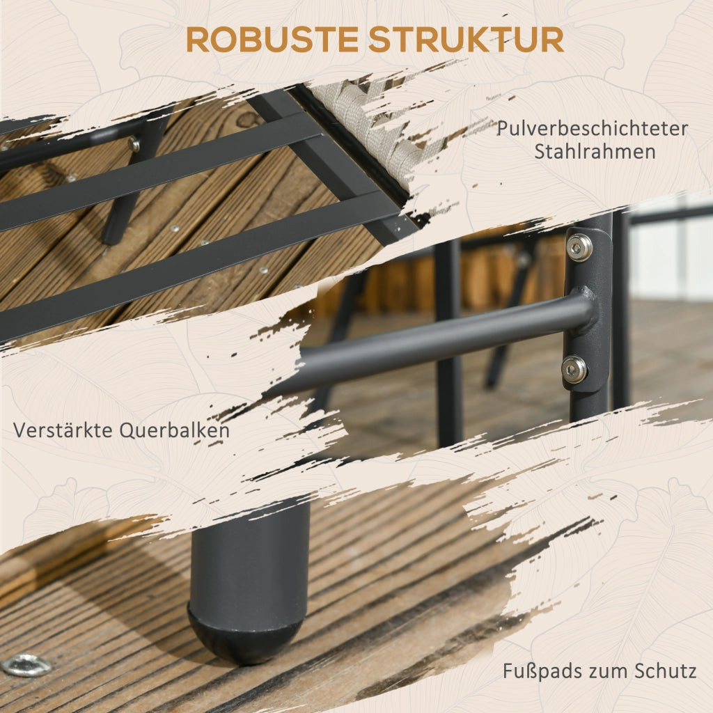 Set 2 Sedie da Giardino Stile Boho con Cuscini Sfoderabili e Struttura in Metallo Poltroncine da Esterno Beige