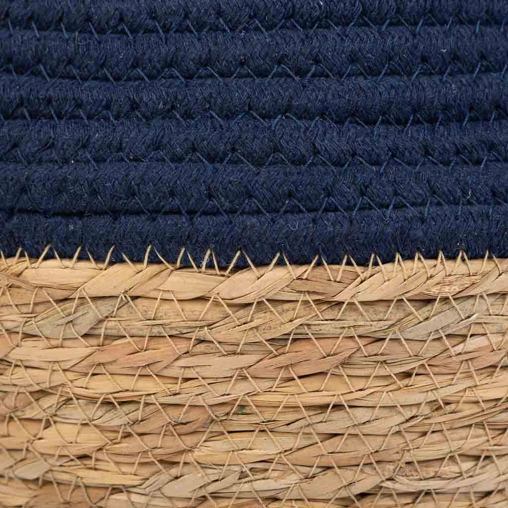 Cesto in fibra naturale e cotone blu d18x13/16,5h