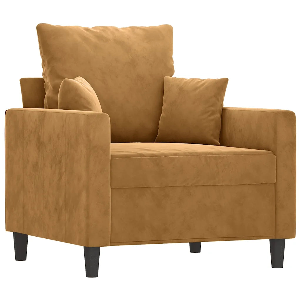 Poltrona-Divano Sedia-Poltroncina Marrone 60 cm Velluto 866548