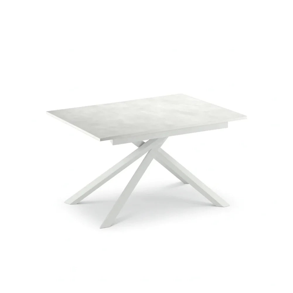 Tavolo da pranzo allungabile effetto cemento bianco Pluto 140-190x90 cm fino a 8 posti Made in Italy | Duzzle